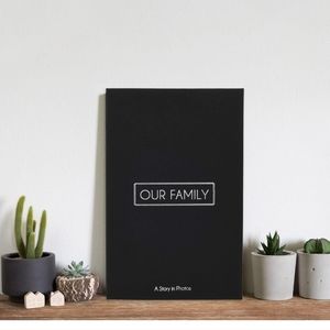 Black and gold"Our Family" Haven Home fold out photo album